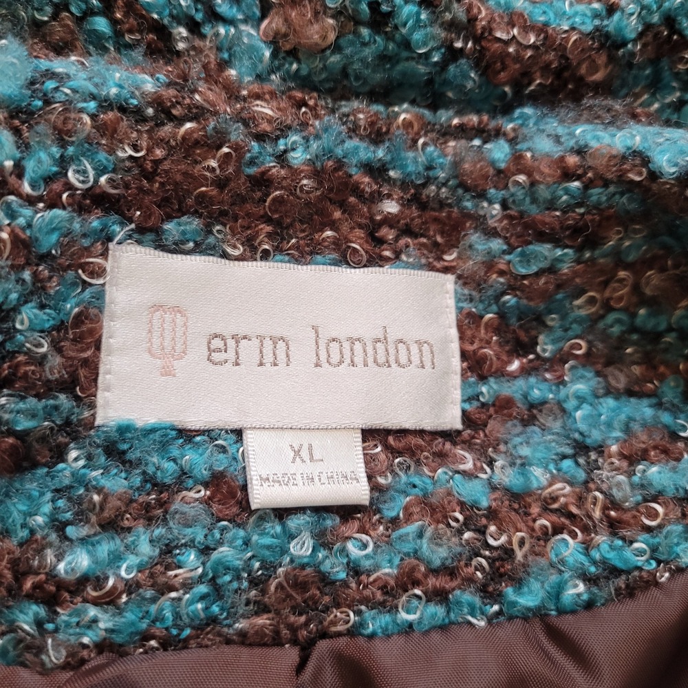 Vintage Y2K tie front sweater blazer brown & blue mottled textured knit fabric - Picture 16 of 16